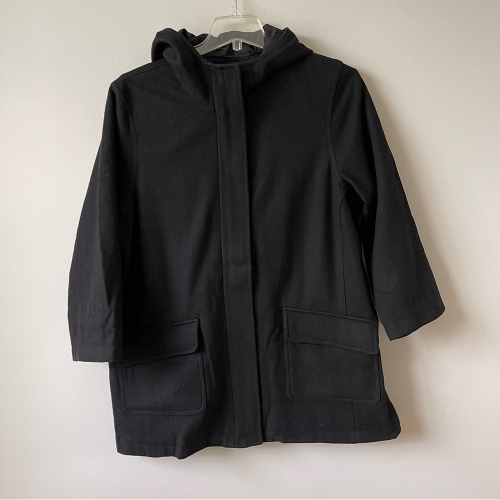 Old Navy Black Zip-Up Hooded Casual Short Wool Coat XXL